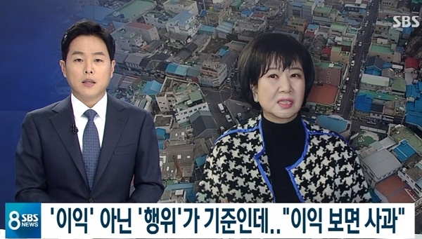지난 1월 SBS '8뉴스'의 손혜원 의원 관련 보도 화면 갈무리 ⓒ SBS