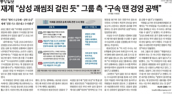중앙일보 5일자 5면 기사.