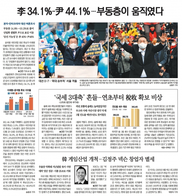 서울경제 3월 2일자 1면 기사.