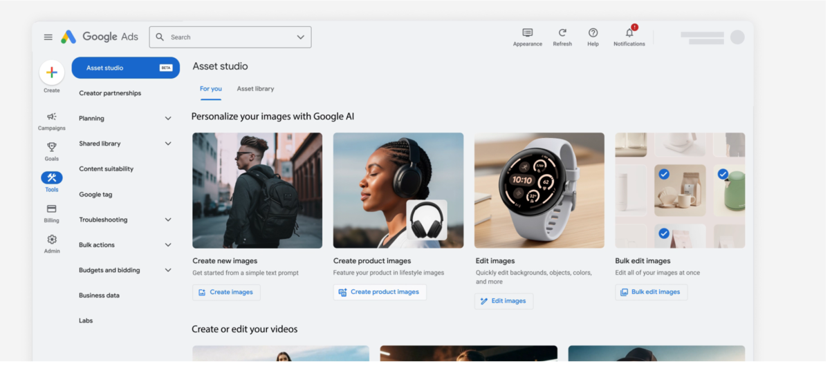 구글 AI 를 기반으로 한 AI Asset Studio. 